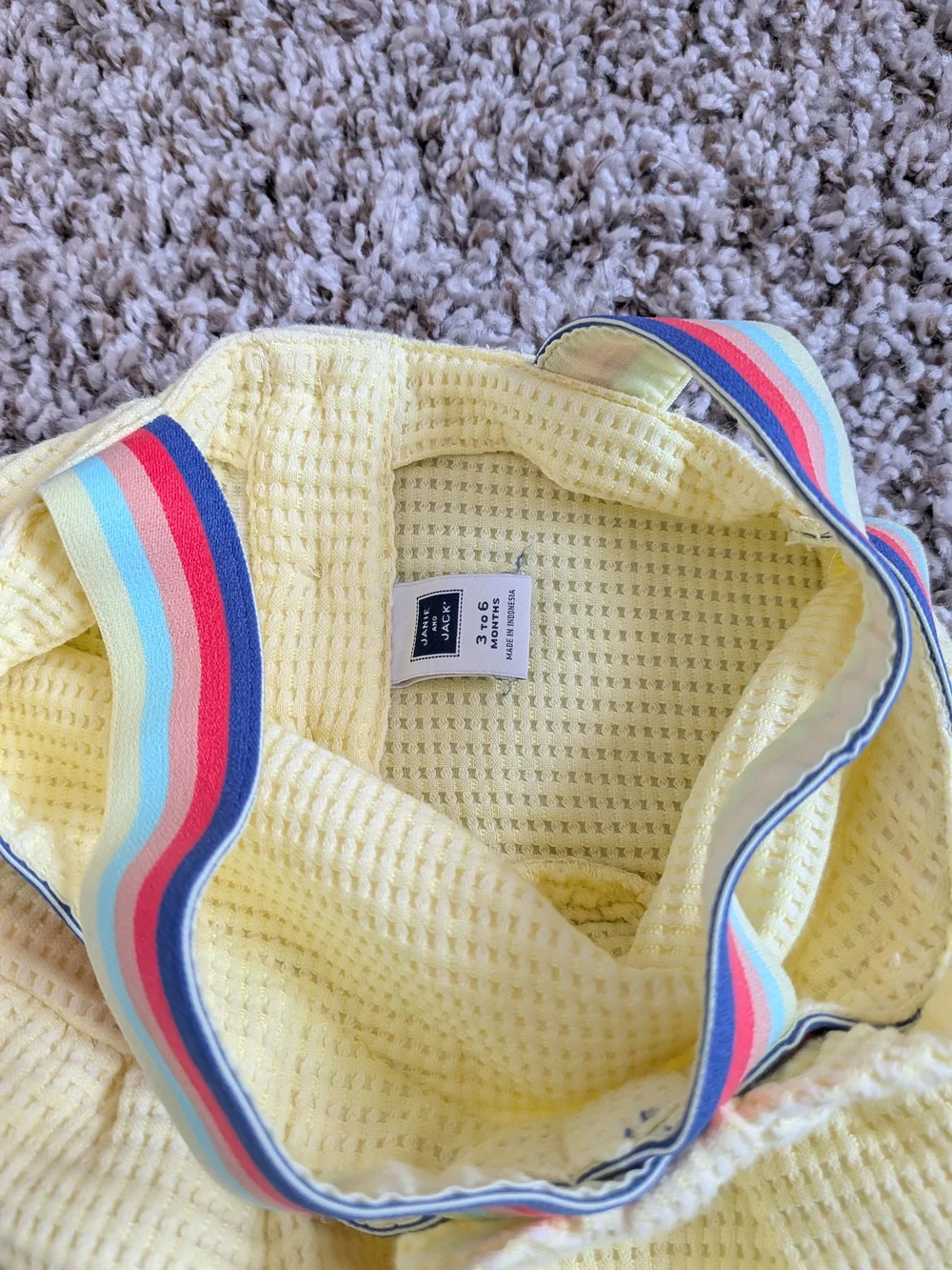Janie and Jack Cream Sundress with Rainbow Trim and Bow Size 3/6 Months